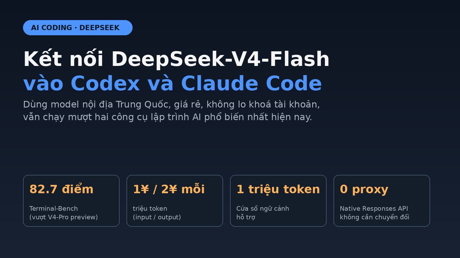 Kết nối DeepSeek-V4-Flash vào Codex và Claude Code: rẻ, mạnh, không lo khoá tài khoản